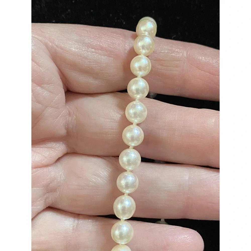 Genuine Cultured Pearl Bracelet W/ Sterling Silver Flower Clasp 7.5